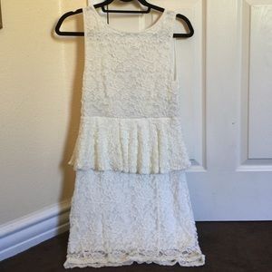 Peplum creamy white dress