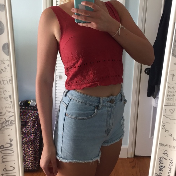 LA Hearts red crop top