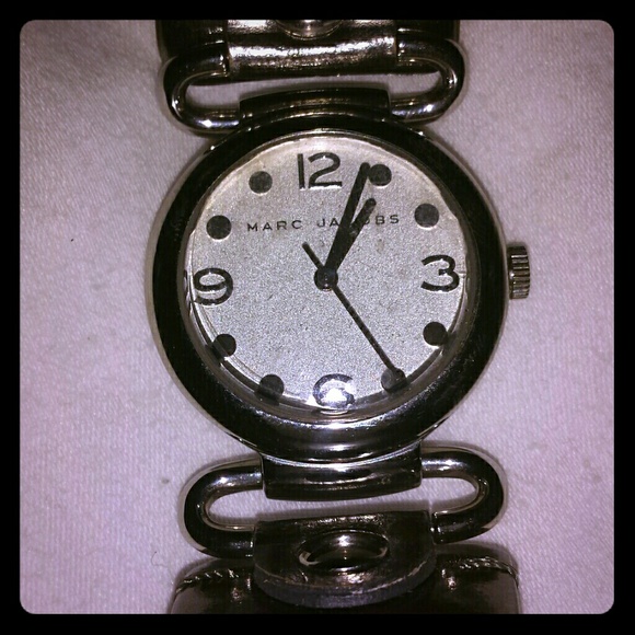 Marc Jacobs pewter (gray) leather & silver watch
