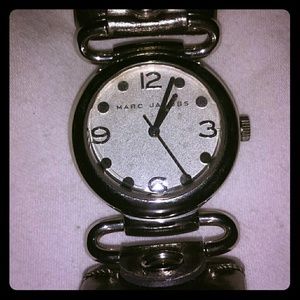 Marc Jacobs pewter (gray) leather & silver watch