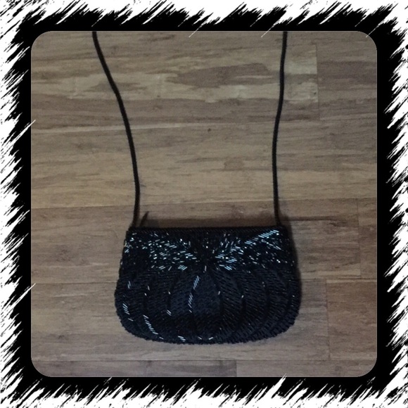 1970’s Vintage Sequin Beaded Black Dressy Purse
