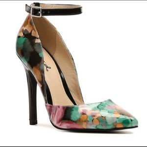 Floral Ankle Strap Pumps
