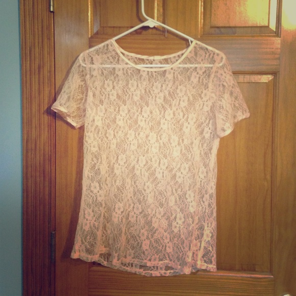 Cream colored see through lace shirt!