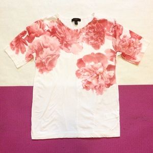 J.Crew Coral Floral Print Tee