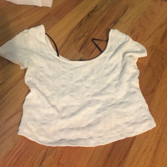 white textured crop top