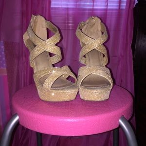 Glitter gold heels