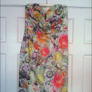 Floral print strapless wiggle dress ASOS size 12