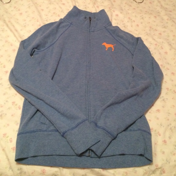 Pink Victoria Secret Heather Blue Track Pullover