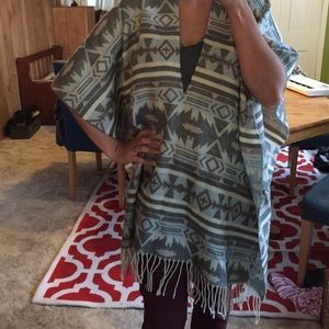 Free people Aztec high-low shawl