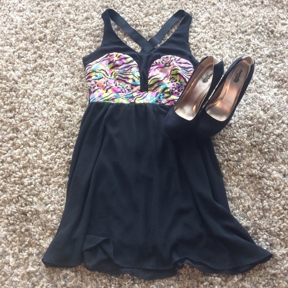 Charlotte Russe Criss-Cross Zebra Print Dress