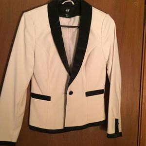 Cream and black tuxedo jacket