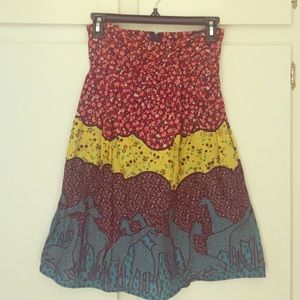 Multicolor Floral Strapless Dress