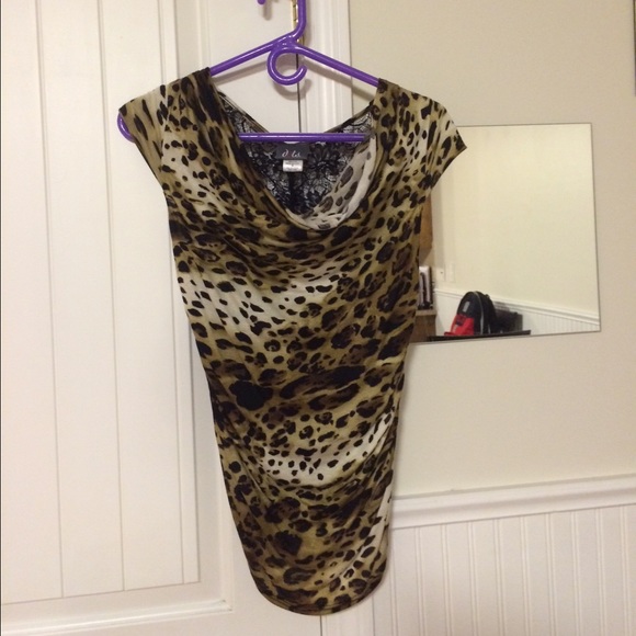 Lace back cheetah shirt