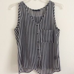 Striped sheer chiffon top back detail