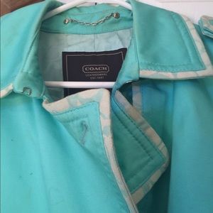 Coach turquoise rain trench coat