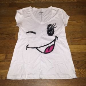 White smiley face tee