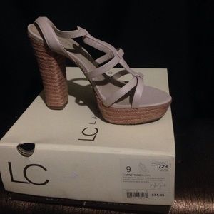 Platform peep toe heel