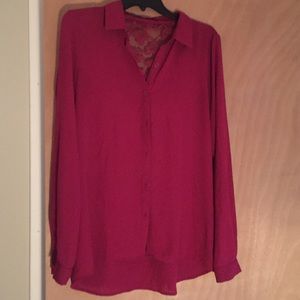 Lace detail button front shirt