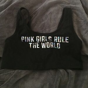 Pink crop top black cotton *never worn*