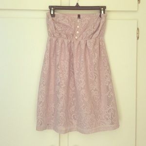 Soft Pink Strapless Lacey Dress