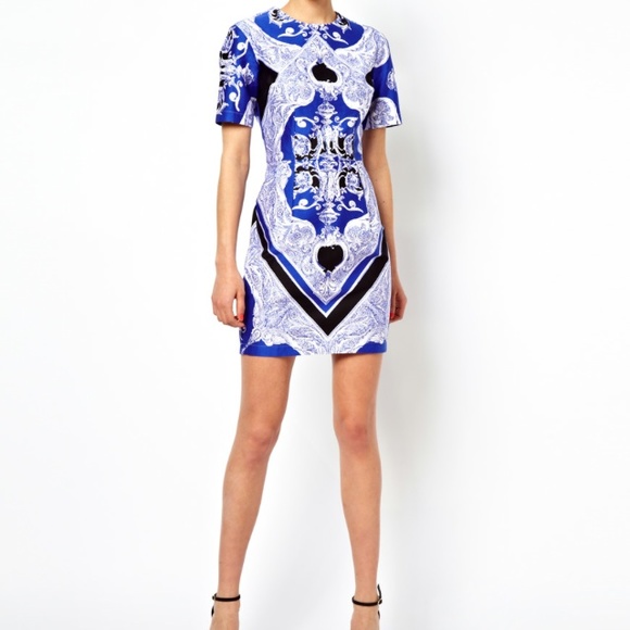 ASOS Blocked Mini Dress in Scarf print - Picture 1 of 4