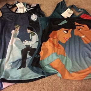 Aladdin and Cinderella racerback tanks