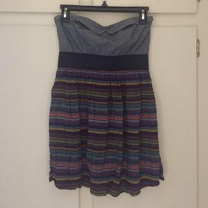 Strapless Multicolor Patterned Dress