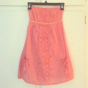 Coral Strapless Summer Dress