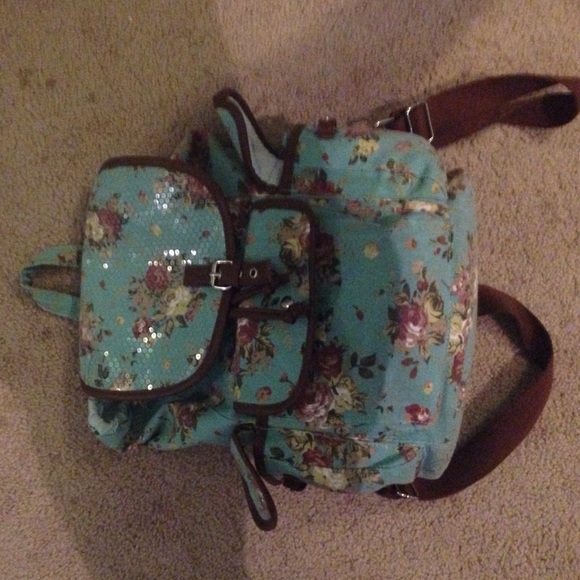 Light blue floral backpack