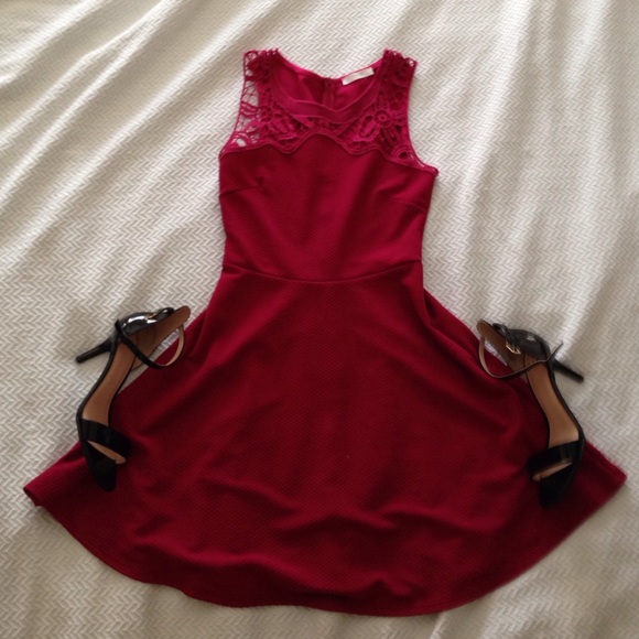 Lush Dresses & Skirts - Burgundy Skater Dress