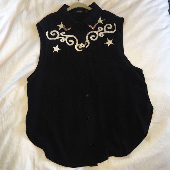 LF Tops - Millau LF Stores Western Black Blouse Shirt Small