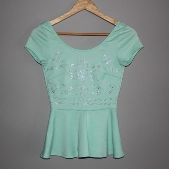 Mint green peplum top