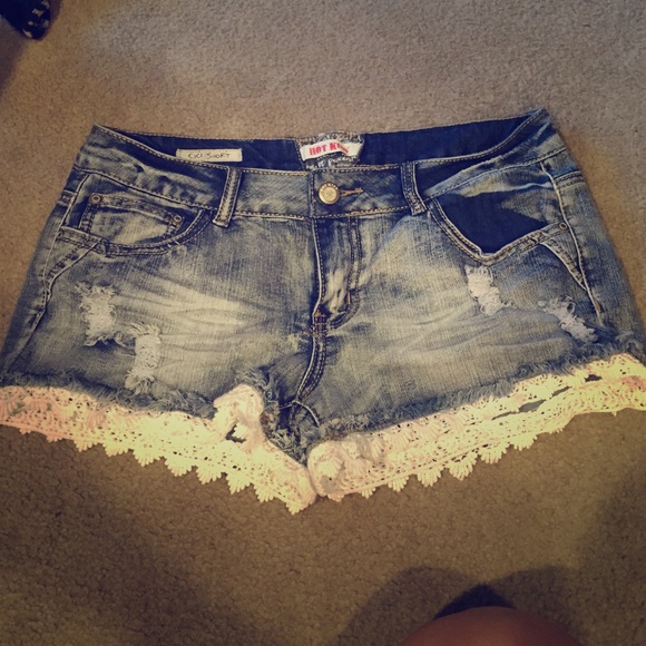 Denim shorts with lace by Hot Kiss.
