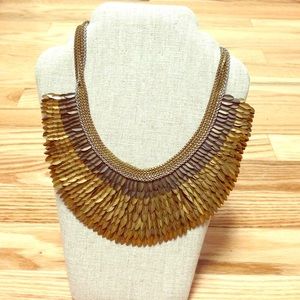 Pegasus gold tone statement necklace