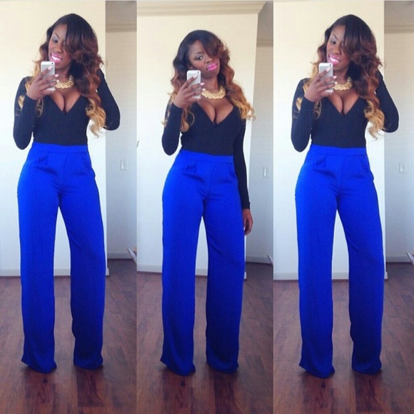 NWT high waist pants come in blk, blue and orange - Picture 1 of 2