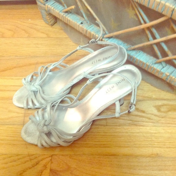 Silver Nine West Slingbacks in Size 7M