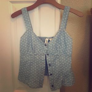 Chambray cropped button up tank