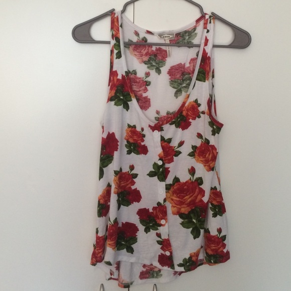 White Floral Print Tank