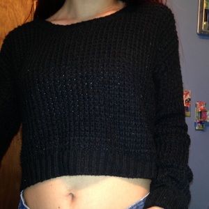 black cropped sweater