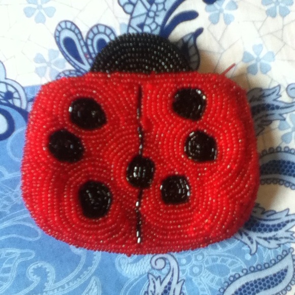 Hand-Beaded Ladybug Coin Purse