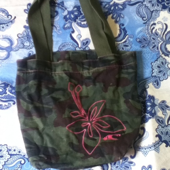 O'Neill Small Camouflage Tote with Pink Flower