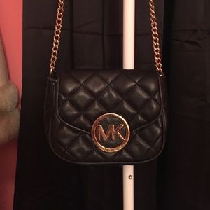 Michael Kors small logo black and gold crossbody