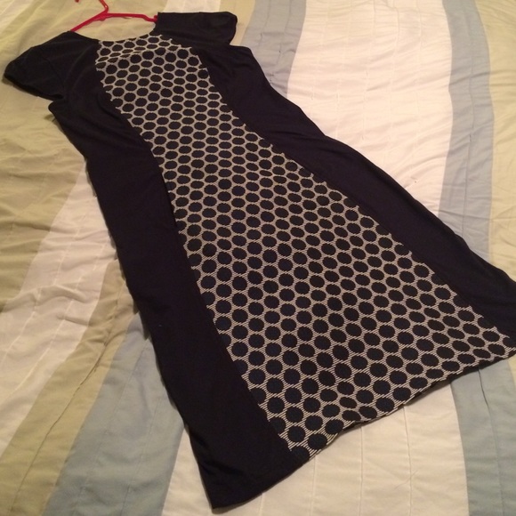 eShakti navy and white sheath dress