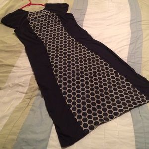 eShakti navy and white sheath dress