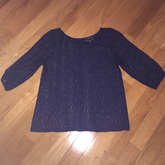 LOFT navy lace blouse size L