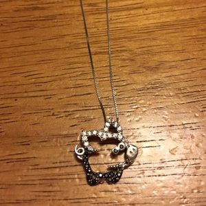 White and black diamond pig necklace