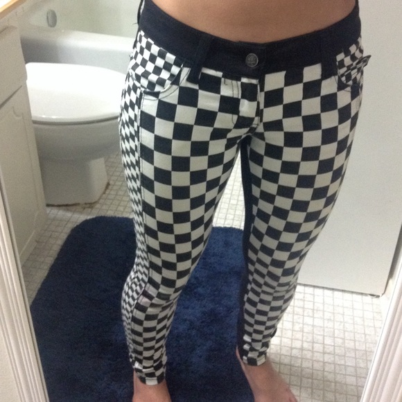 Checkerboard Skinny Jeans Size 1 - Picture 3 of 3