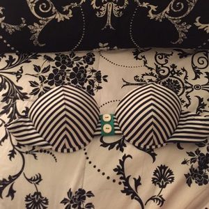 Navy and white striped swim top