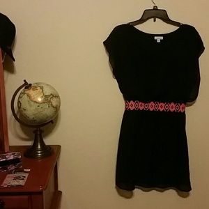 Black dress with Aztec pattern sinch @ waist