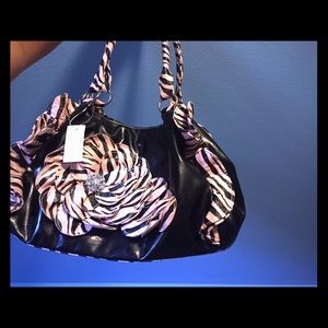 Pink and black zebra stripe purse